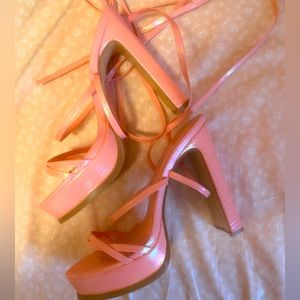 Pink holographic strapy public desire heels